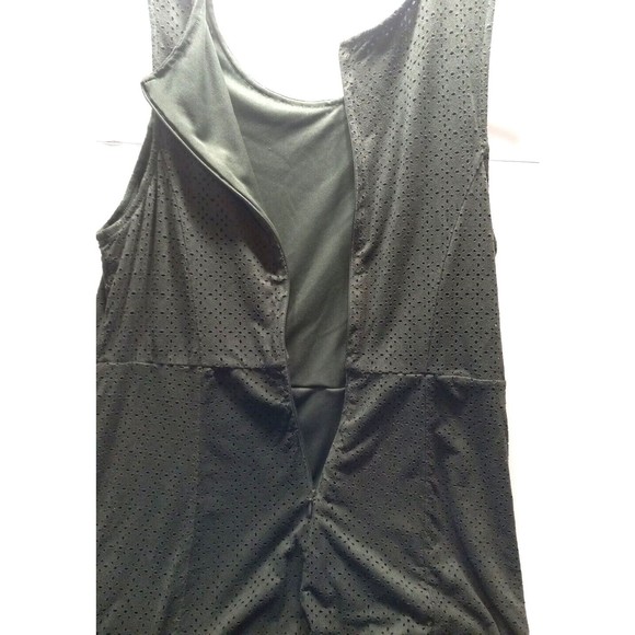 Maurices Size Large Eyelet Fit and Flare Midi Sleeveless Dress Underlay Olive - Picture 5 of 8